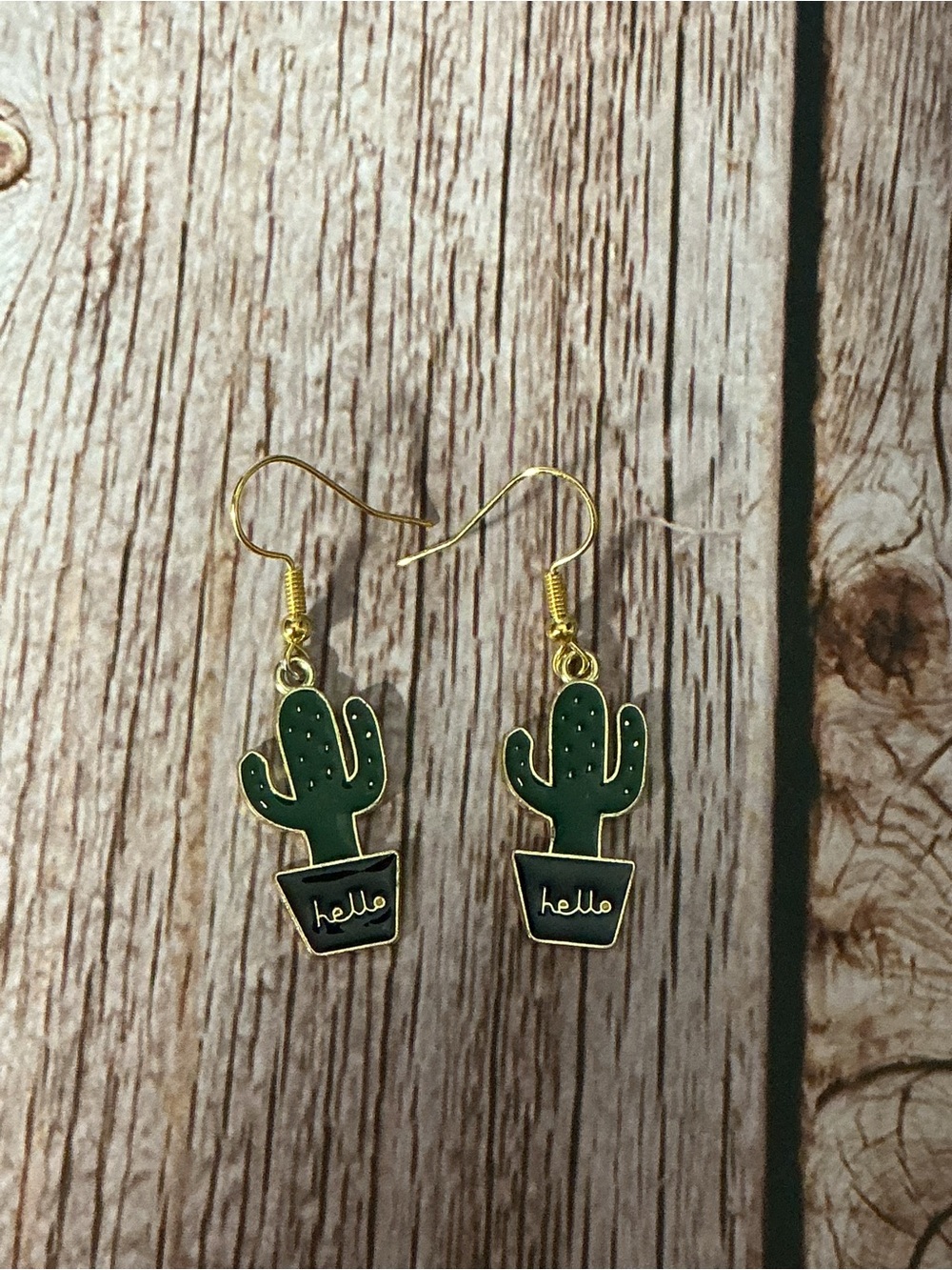 Western Hello Cactus Earrings